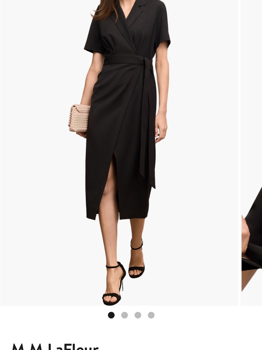 MM Lafleur Black Wrap Midi Dress with Side Slit